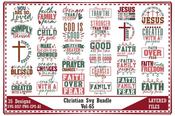 Christian SVG Bundle Vol-65 T-Shirt Designs