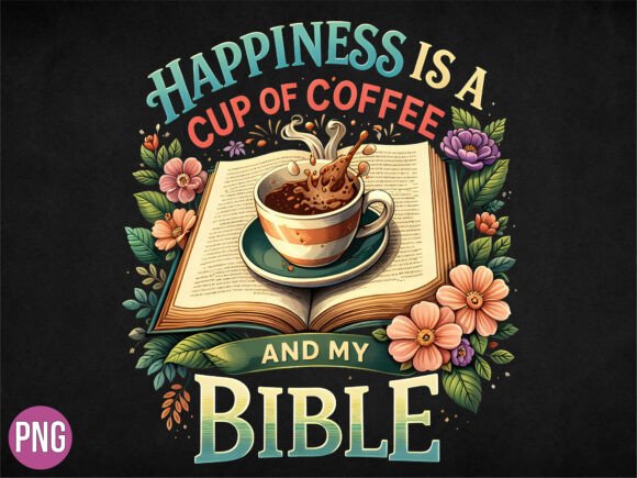 Coffee and Bible Christian Floral PNG T-Shirt Designs