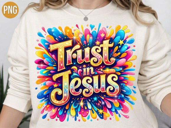 Colorful Trust in Jesus Religious PNG