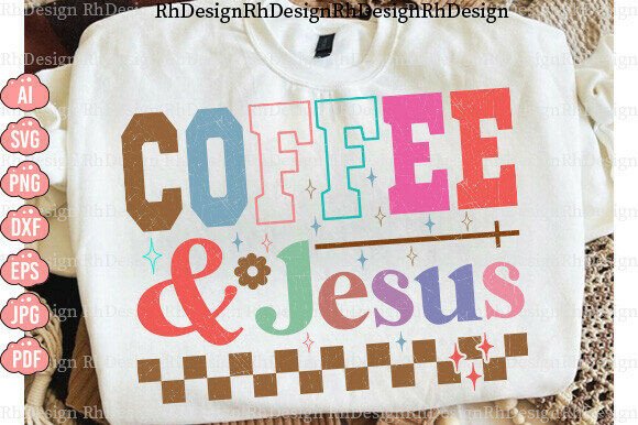 Coquette Coffee Jesus PNG: Retro Chris T-Shirt Designs