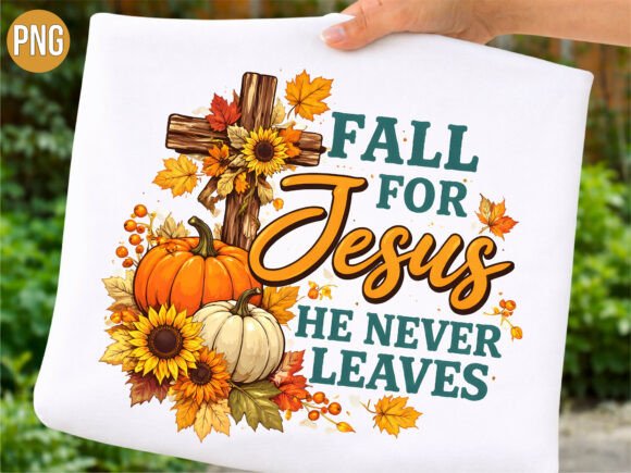 Fall for Jesus Never Leaves PNG — T-Shirt Designs