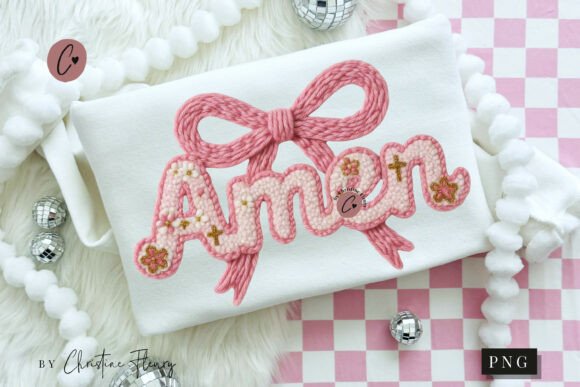 Faux Yarn Christian Easter Amen PNG T-Shirt Designs