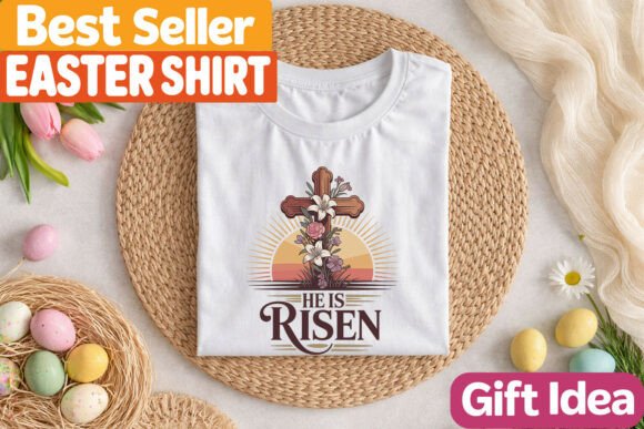 He is Risen Cross Flower Christian Easter
