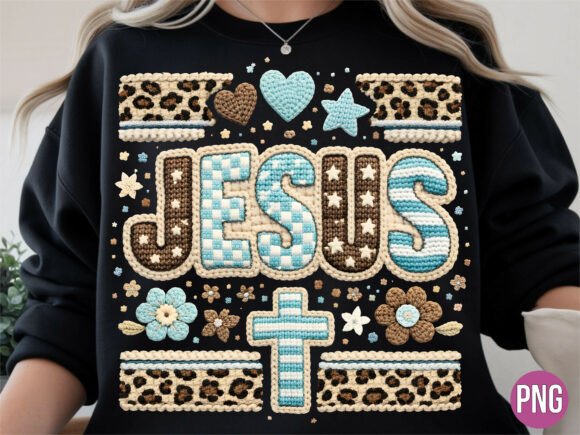 Jesus Cross Leopard Print Patch PNG for T-Shirt Designs