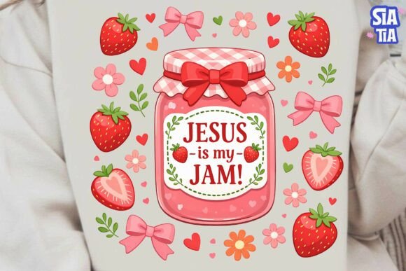 Jesus is My Jam Strawberry PNG Clipart for T-Shirt Designs