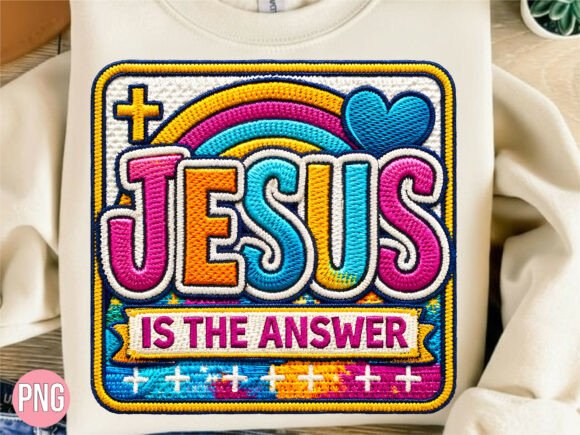 Jesus is the Answer Religious Patch PNG — T-Shirt Designs