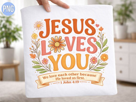 Jesus Loves You Christian Floral PNG T-Shirt Designs