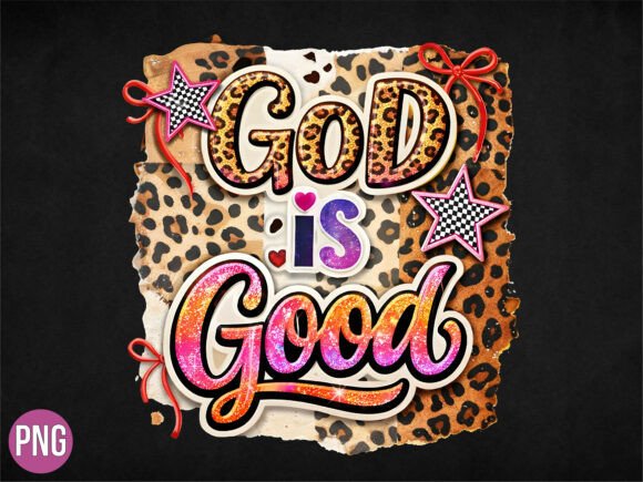 Leopard God Is Good Christian Faith PNG T-Shirt Designs