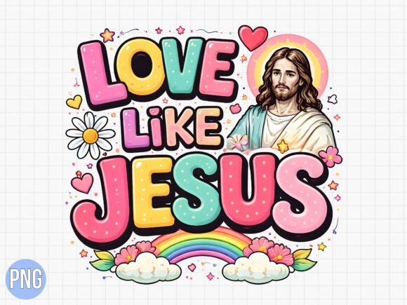 Love Like Jesus Rainbow Retro PNG: T-Shirt Designs