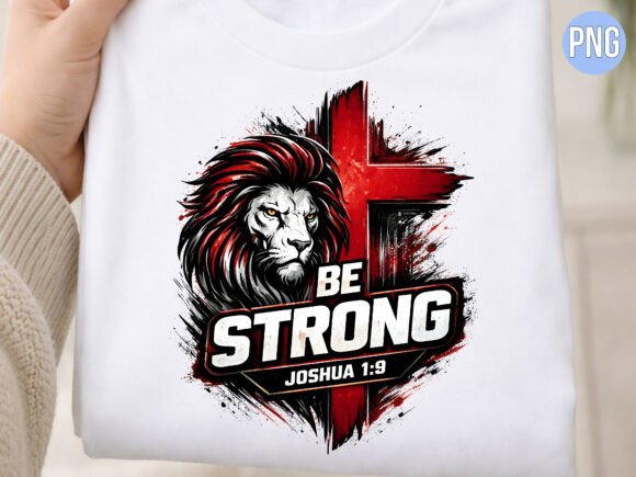 Strong Lion Cross Joshua PNG for T-Shirt Designs