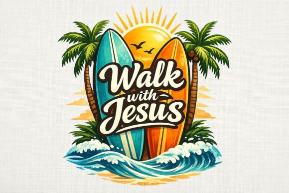 Walk with Jesus Beach Faith PNG T-Shirt Designs
